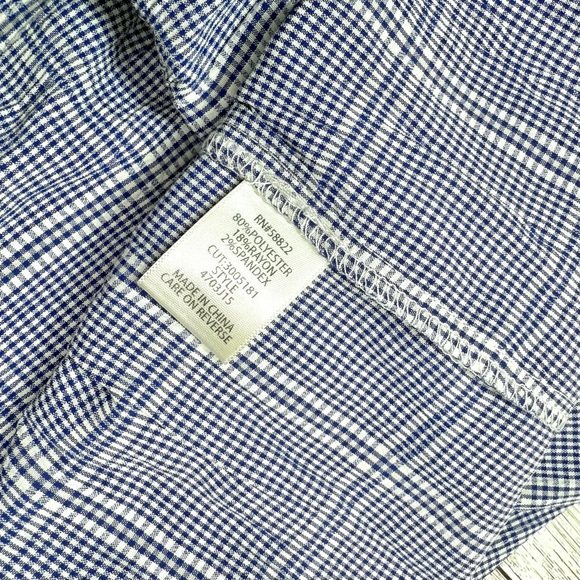 Max Studio Blue and White Gingham Tiered Mini Skirt with Ruffles Medium - Picture 6 of 6